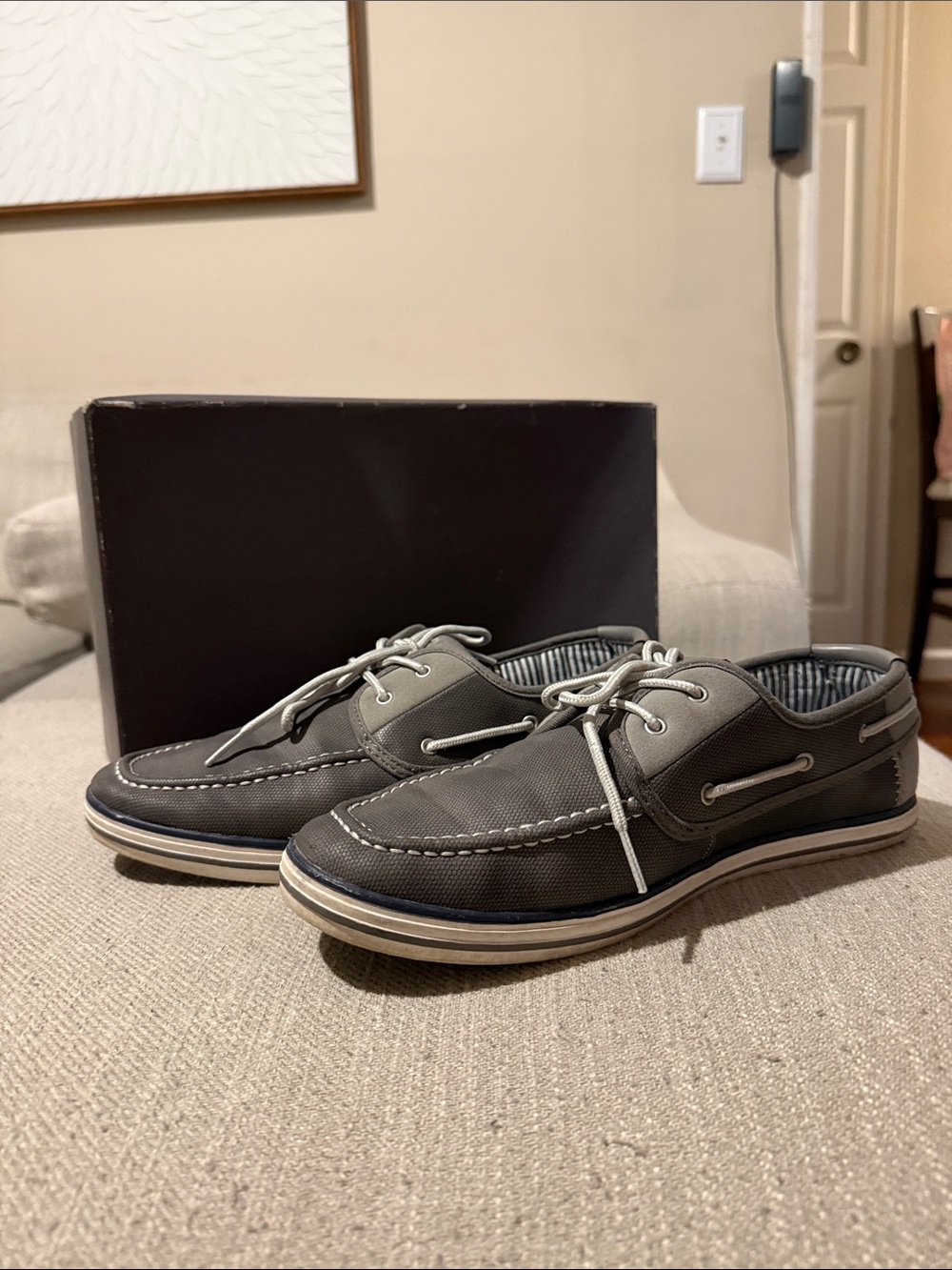 Kenneth Cole Reaction Men's Gray Canvas Boat Shoes
